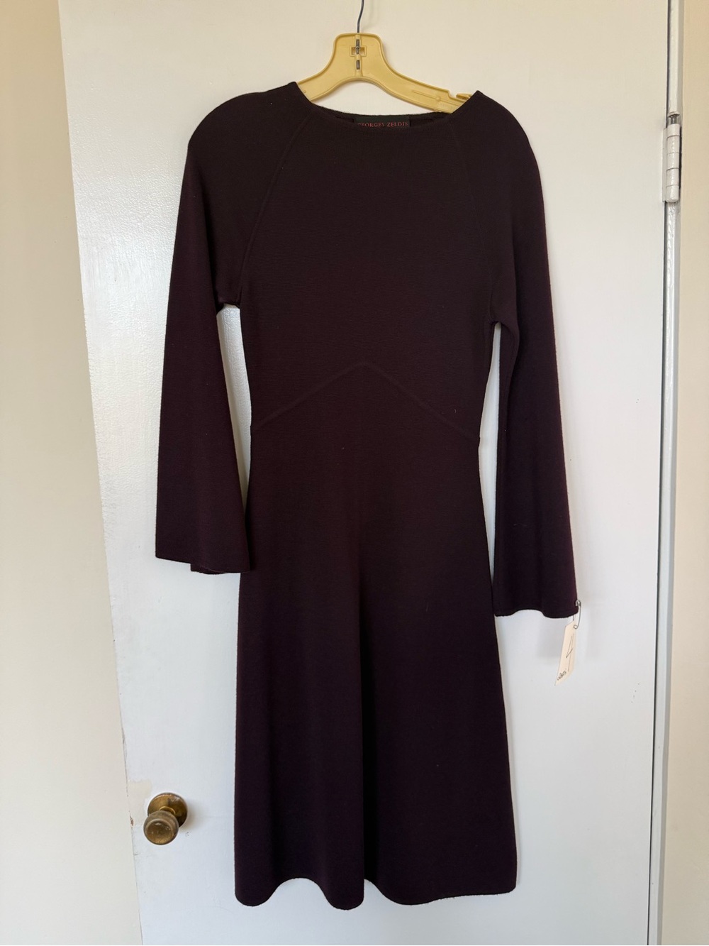Long Sleeve A-Line Dress in Dark Plum